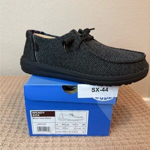 HEYDUDE Wendy Sox Micro Total Black Slip-On Shoes Women’s 5 / EU 36 NEW